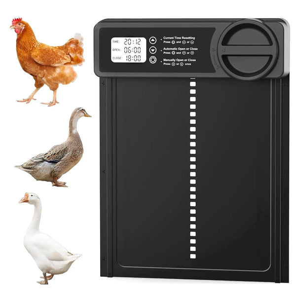 Electric Automatic Chicken Coop Door with Intelligent Timer and Aluminum Timing Opener